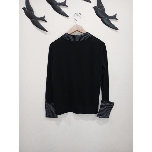 NEW! Club Monaco Wool Blend Black & Silver Metallic Sweater - L - $129 - Picture 8 of 12